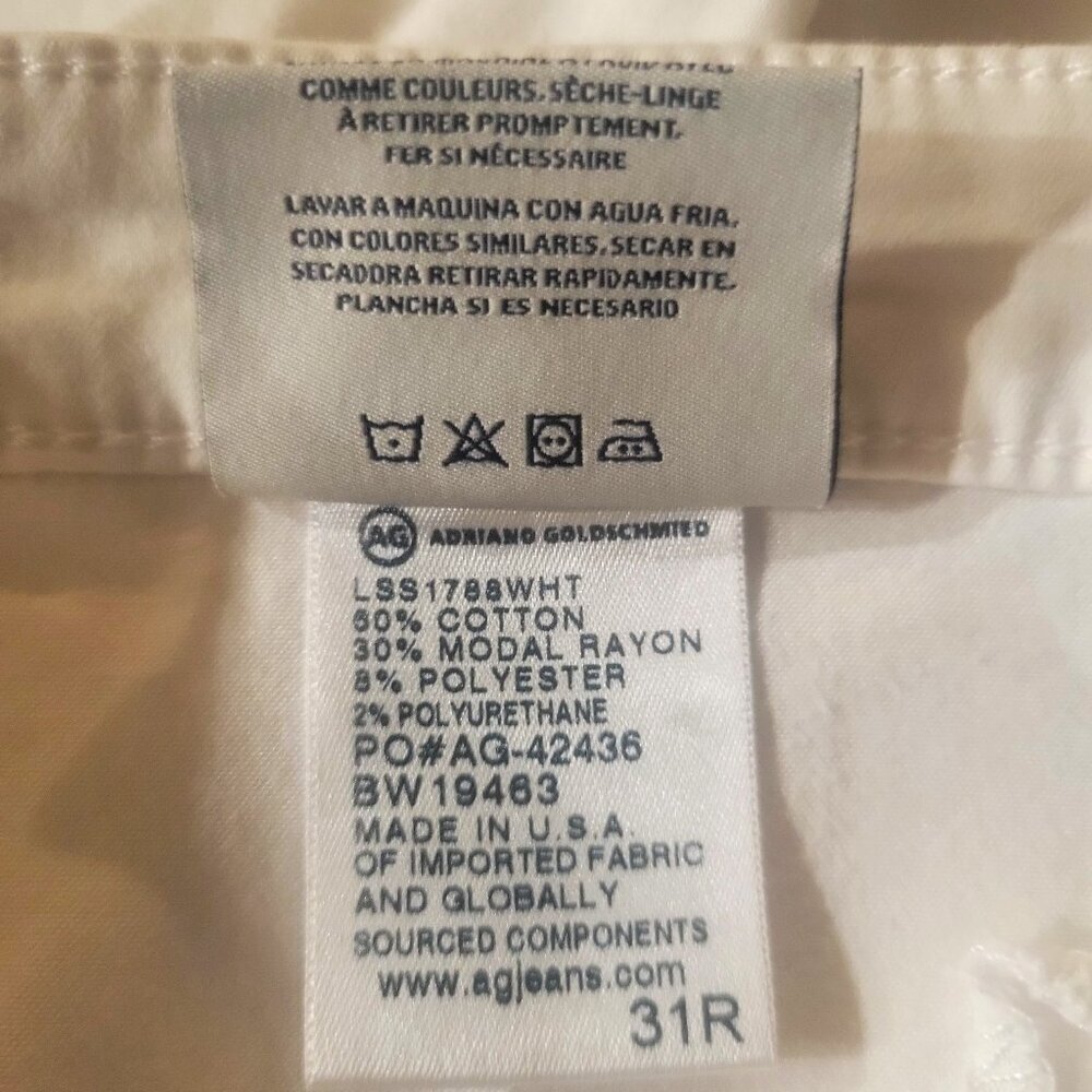 Like New! AG Abby Ankle Midrise Super Skinny Jean White - Size 31R - Picture 10 of 11